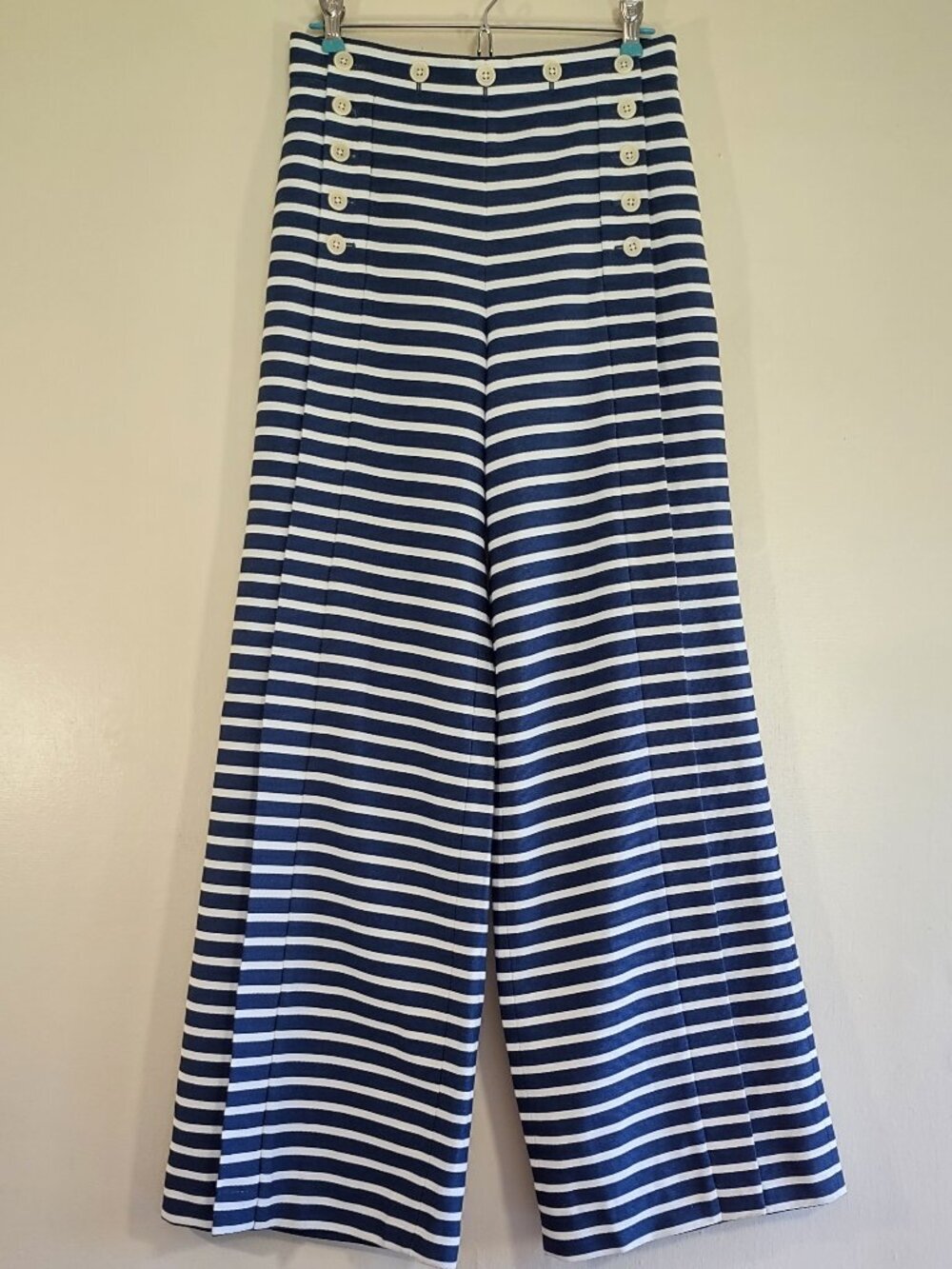 J. Crew Nautical Stripe Sailor Pant Size 4 Wide Leg Coastal Beach Resort - Picture 4 of 12